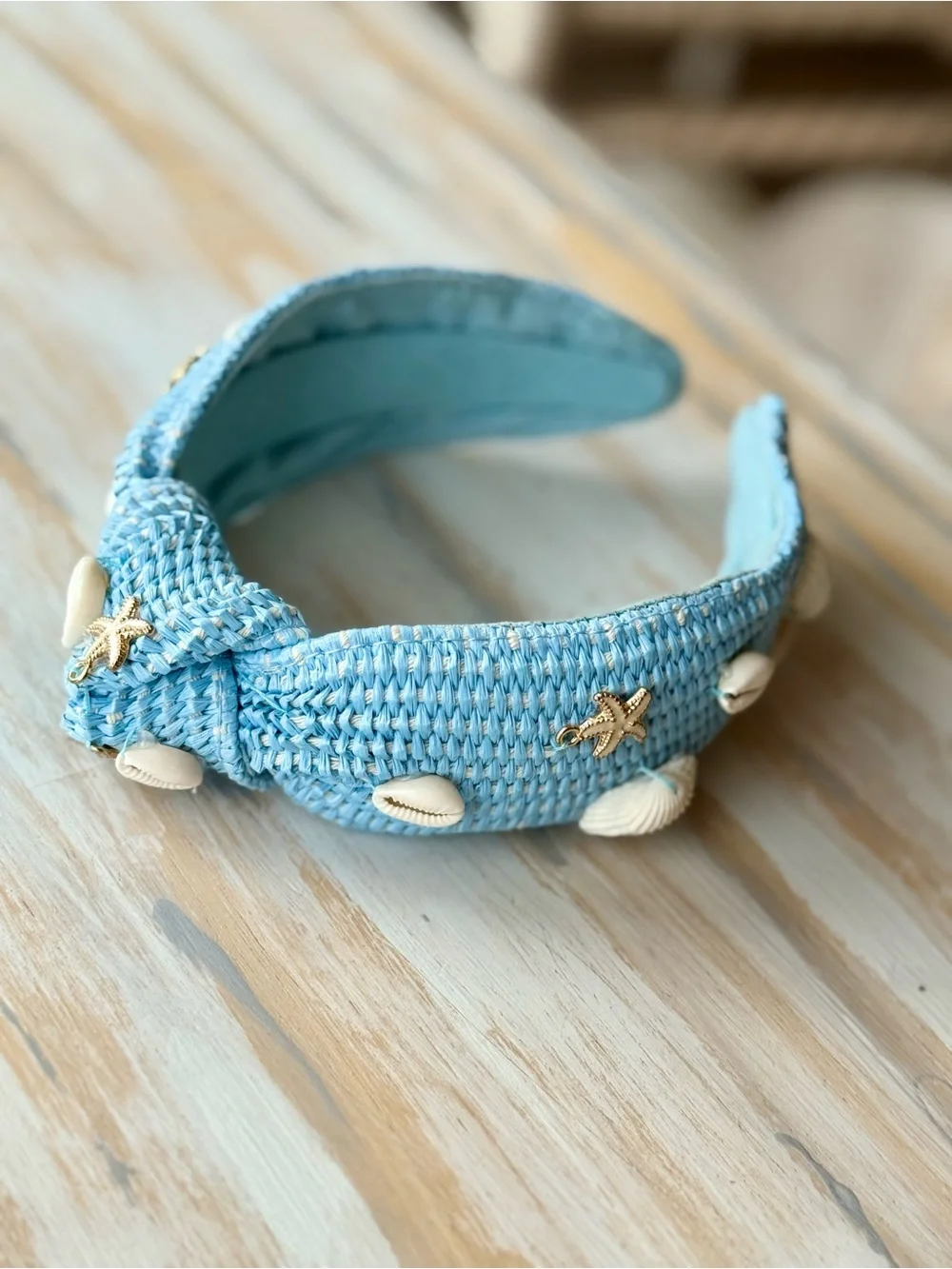 Light Blue Shell & Starfish Woven Headband